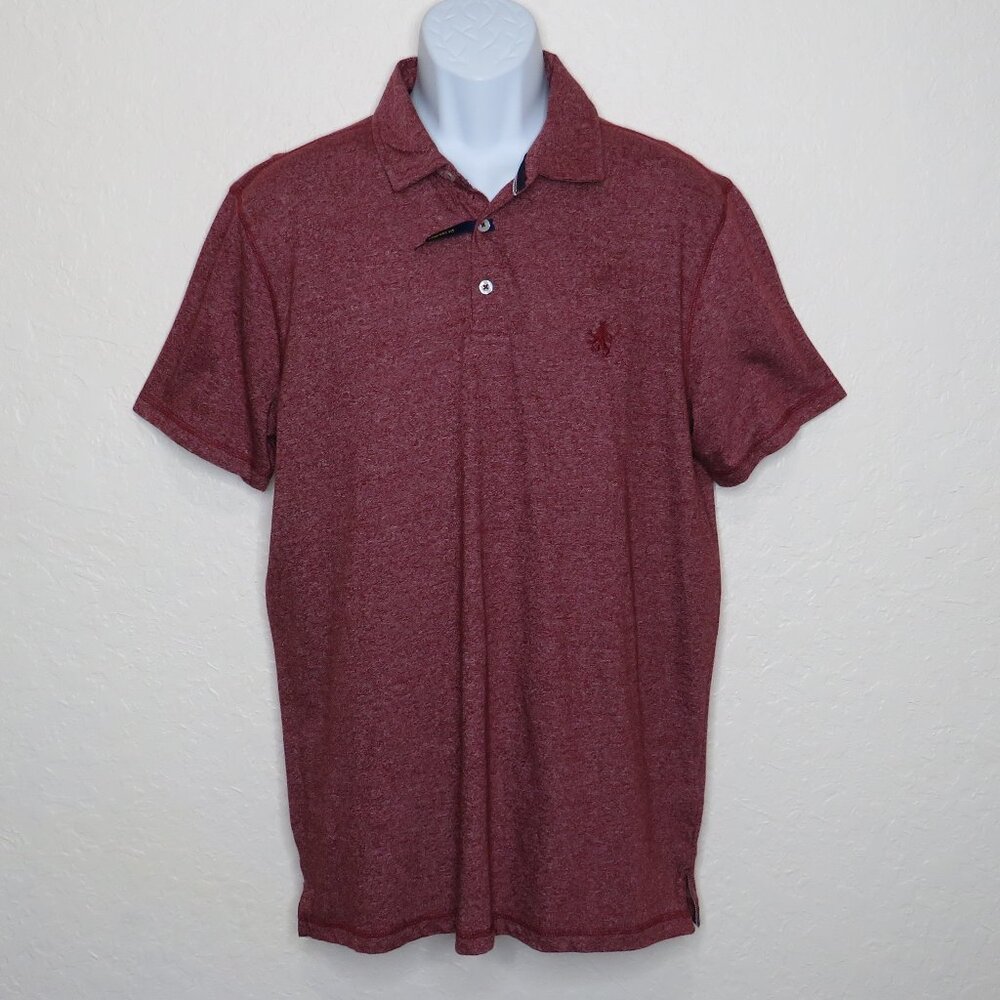 Rugby* Men's Short Sleeve 3 Button Down Straight Hem Red/White Polo Shirt~ Large